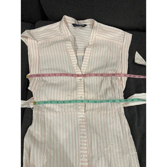 VERONICA BEARD Avella Ruffle Stripe Seersucker Mini Dress Size US 4 - Picture 10 of 13